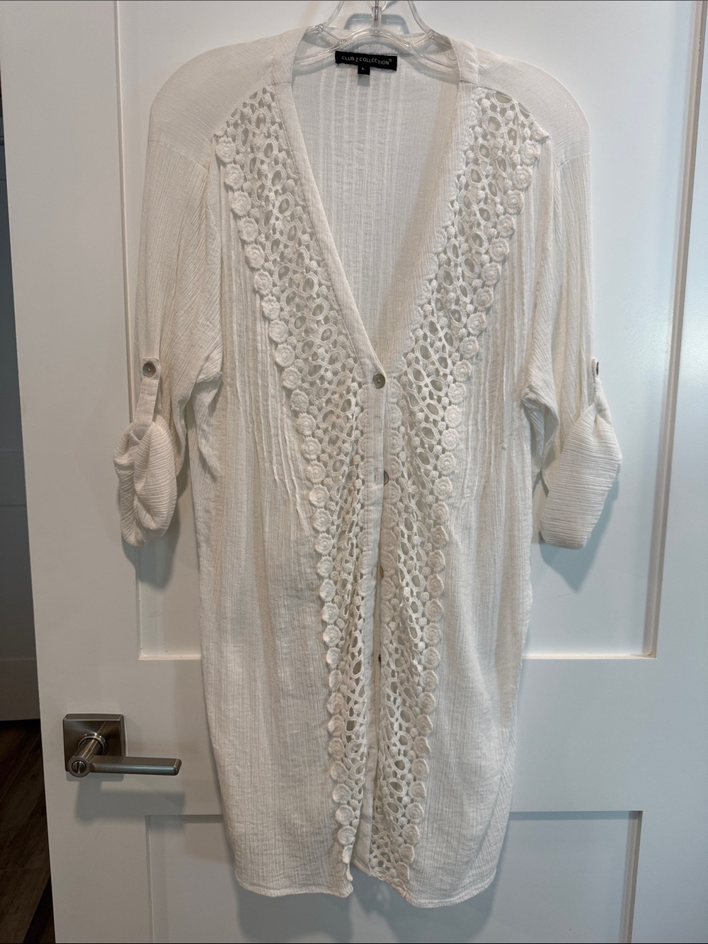 Club Z Crochet-Trim Open Front Tunic/ beach coverup